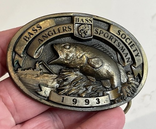 Vintage Fishing Belt Buckle 1993 Bass Anglers Sportsman Society Brass Fish - Picture 4 of 14