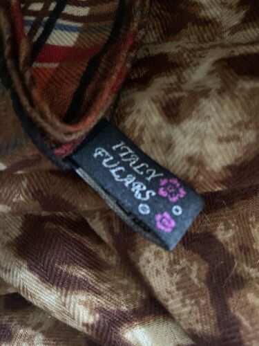 Leopard Print And Tartan Scarf By Italy Fulars. - Picture 9 of 11