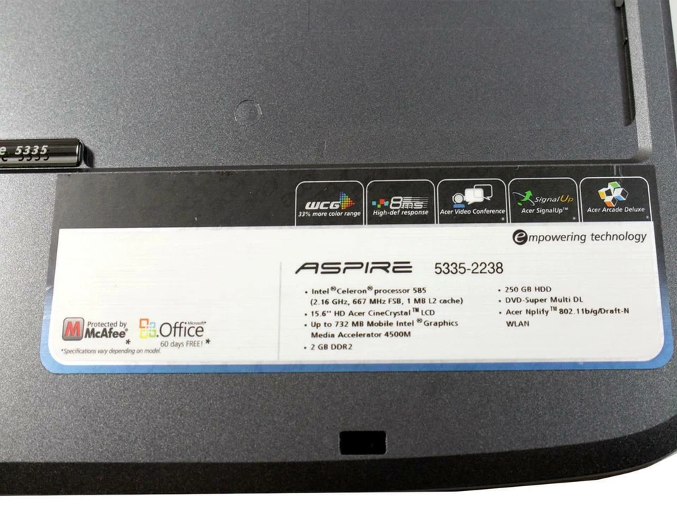 Acer Aspire 5235 5535 5735 Laptop Palmrest With Touchpad 60.ATR01.002 - Image 4 of 4