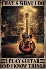 Vintage Guitar Tin Metal Signs 8x12 In, Thats What I Do I Play Guitar and
