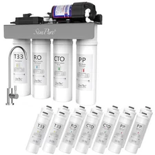 SimPure WP-400GPD 8 Stage Reverse Osmosis System Tankless Extra Water Filters