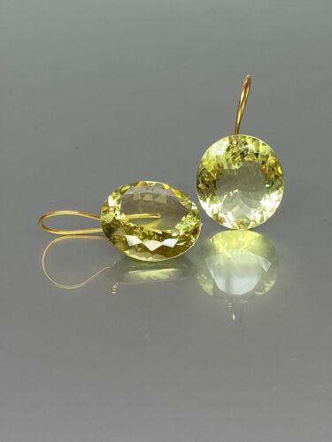 925 Sterling Silver Lemon Quartz Earrings Handmade Gold Fill Dangle Earrings - Picture 3 of 4