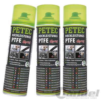 3x 500ml  PETEC HOCHLEISTUNGS PTFE-SPRAY SCHMUTZABWEISENDES TRENN,-GLEITMITTEL