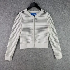 Valleygirl Jacket Womens Small White Transparent Striped Zip 7789
