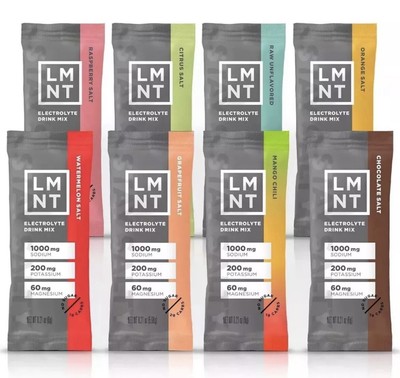 LMNT Zero Sugar Electrolytes Sample Pack Hydration Powder Packets - 8PACK