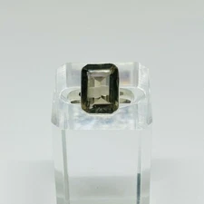 Gorgeous Sparkling Chunky Grey Stone Ring 925 Silver Size P1/2~Q #16349