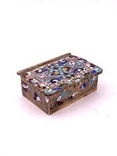 Antique 19th Century Enameled Partitioned Bronze Stamp Box