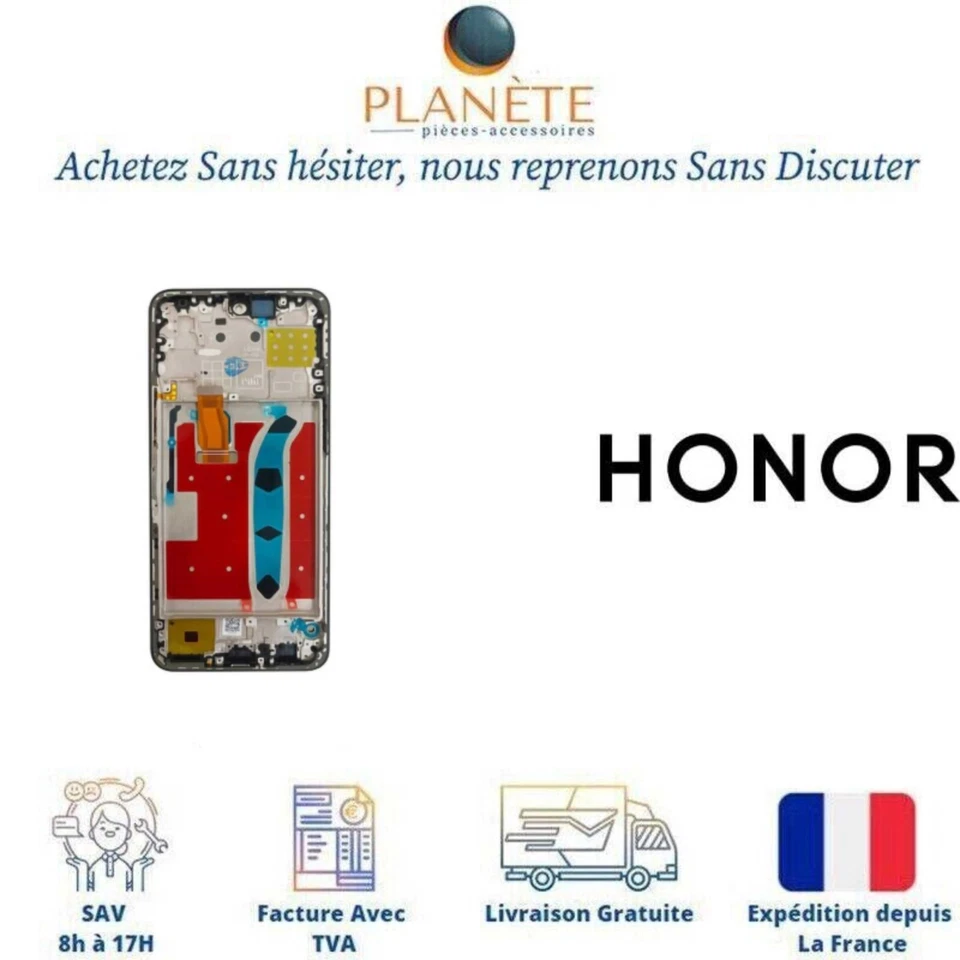 Ecran Complet LCD et Vitre tactile Noir Sur Châssis Pour Huawei Honor X8 - Photo 1/1