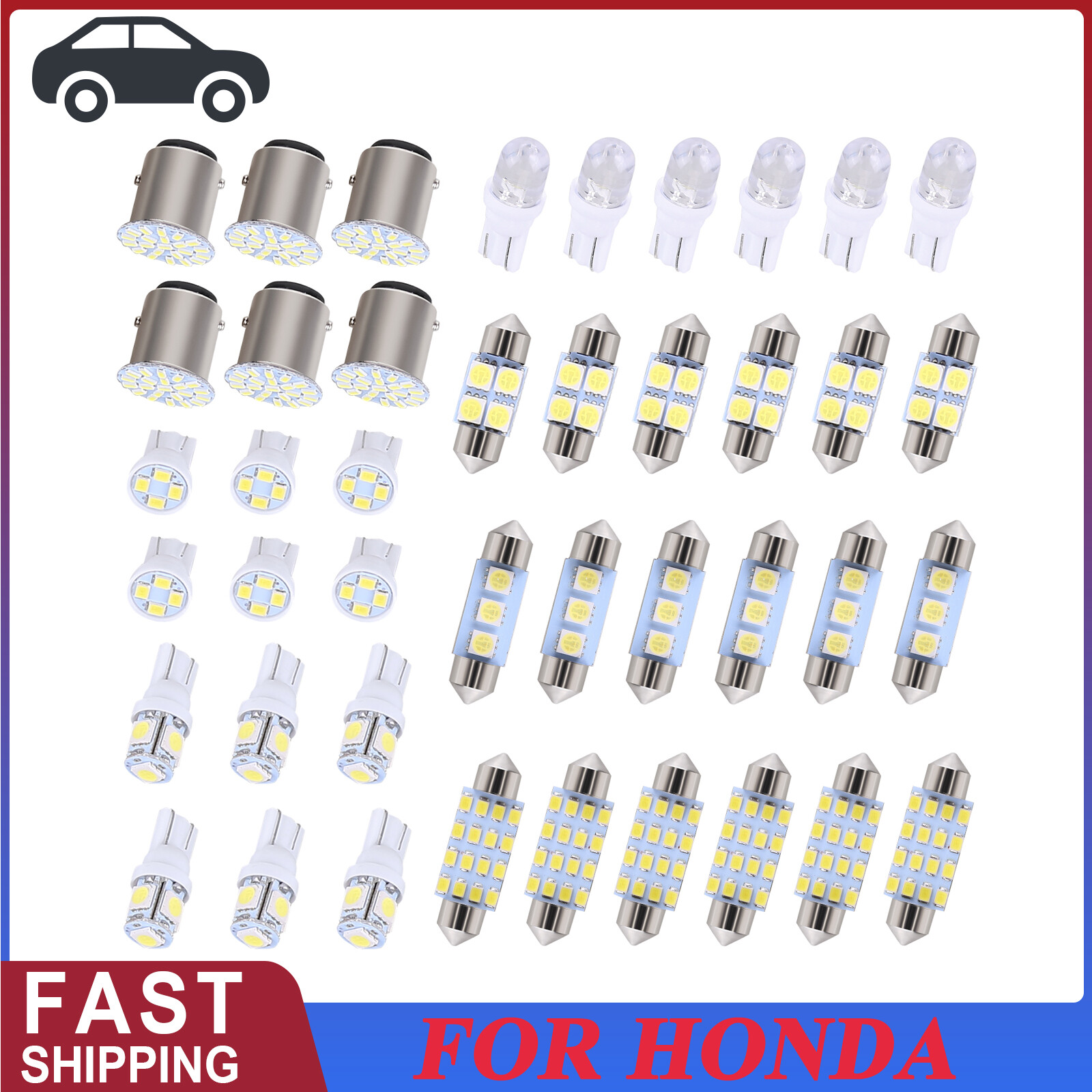 42-Piece LED Interior Bulb Kit for Honda Civic Reading Map Trunk Lights