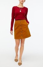 J Crew NWT Corduroy Button Front Mini Skirt Women's Size 14 Camel Golden Brown