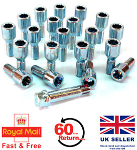 Vauxhall 20 x alloy wheel tuner bolts M12 x 1.5 with 17mm hex star key