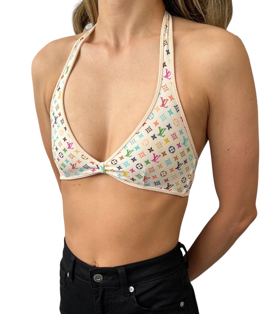 LOUIS VUITTON Vintage LV Logo Monogram Multicolor Bikini Bra Top