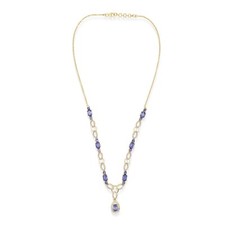 Natural Tanzanite Gemstone Necklace Gold Plated 925 Sterling Silver Jewelry GIFT