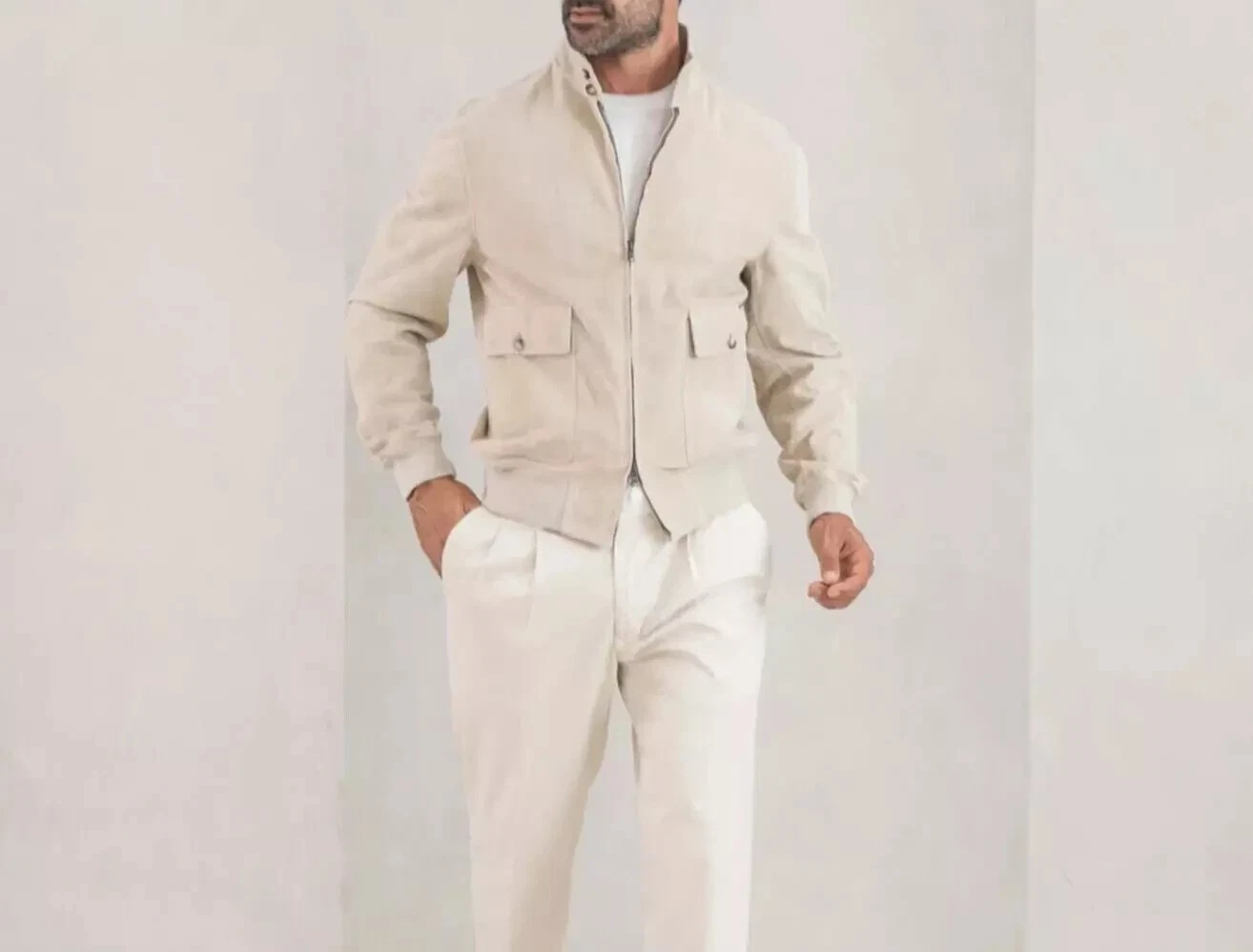 New White Leather Jacket Men Pure Suede Flight/Bomber Size XS S M L XL XXL - 265