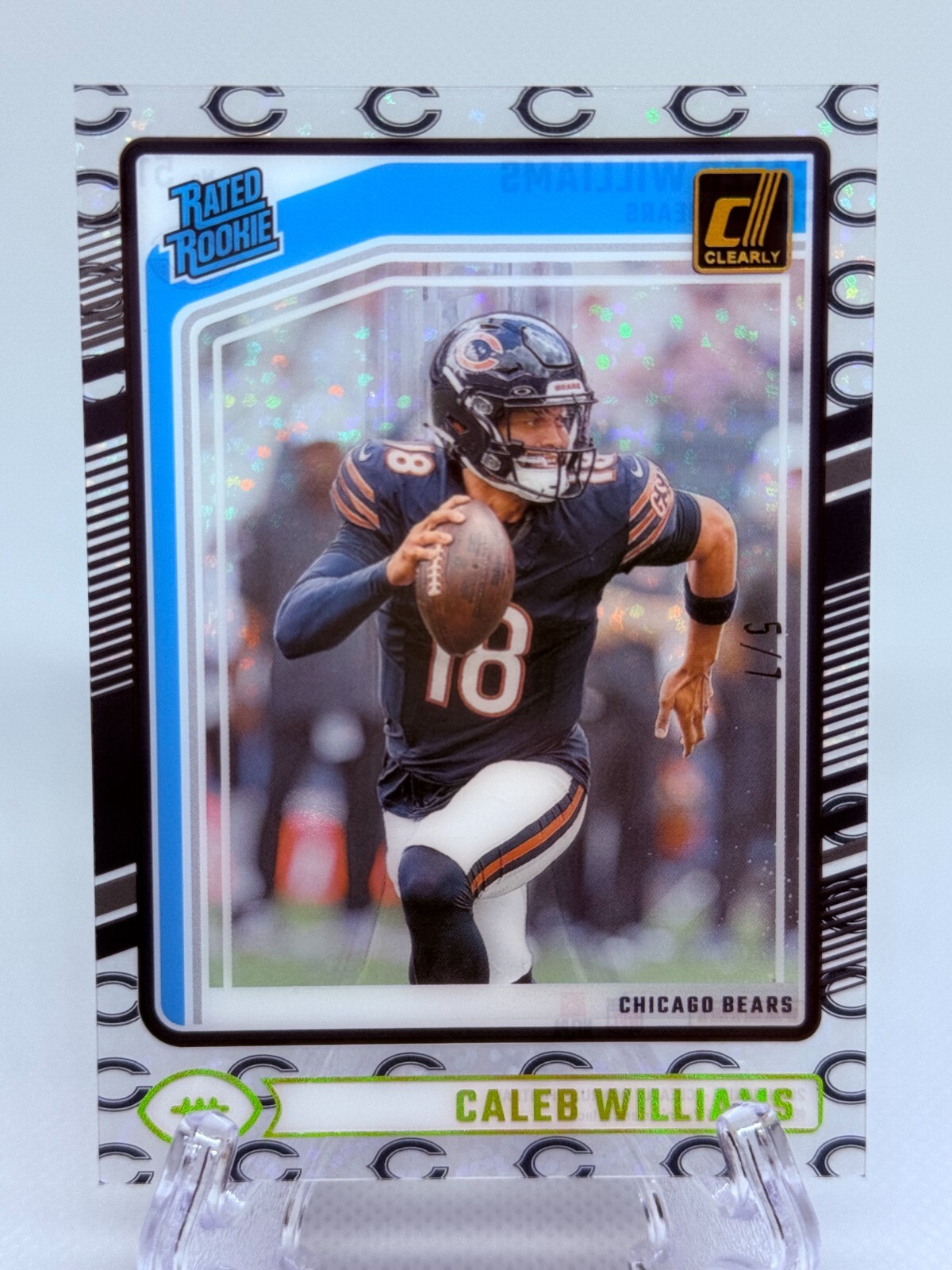 Caleb Williams 2024 Panini Donruss Clearly Team Logo SSP 5/7 #51 Bears