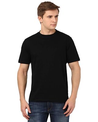 Solid Black Round Neck Half Sleeves T-shirt Casual Wear Summer
