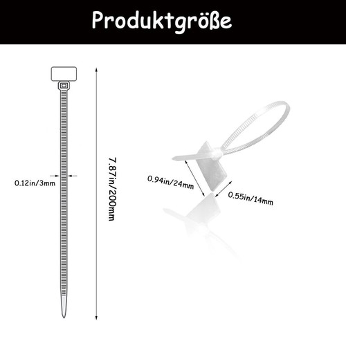 10x Kabelbinder 200 x 3mm mit Beschriftungsfeld 24 x 14mm Rohrbeschriftung usw. - Bild 2 von 3