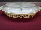 Vintage PYREX Golden Acorn Divided Casserole Dish 1-1/2 Quart 1960's w/ Lid