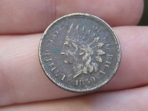 1859 Copper Nickel Indian Head Cent Penny- Fine/VF Details