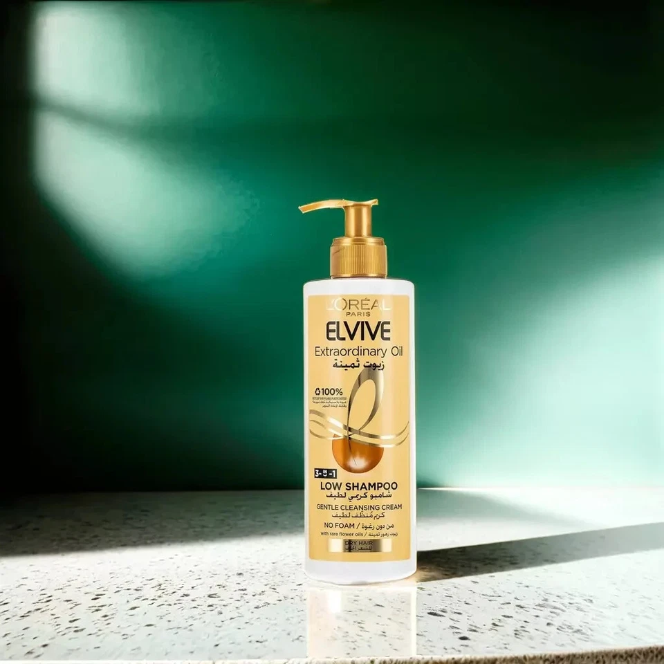 4X L'Oréal Paris Elvive Extraordinary Oil Low Shampoo No Foam For Dry Hair 400ml - Image 3 of 4