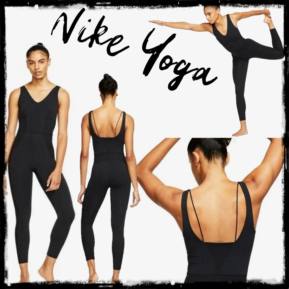 NIKE Yoga Luxe Infinalon Jumpsuit Stretch Black One Piece CJ5272-010 SZ XS