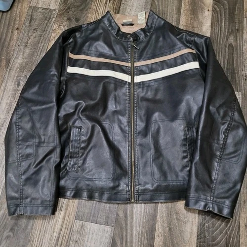 Decoded black motorcycle jacket with Racing stripes Faux leather XL - product listing photo