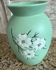 McCoy Springwood Dogwood Flower Mint Green 10” Pottery Vase Vintage
