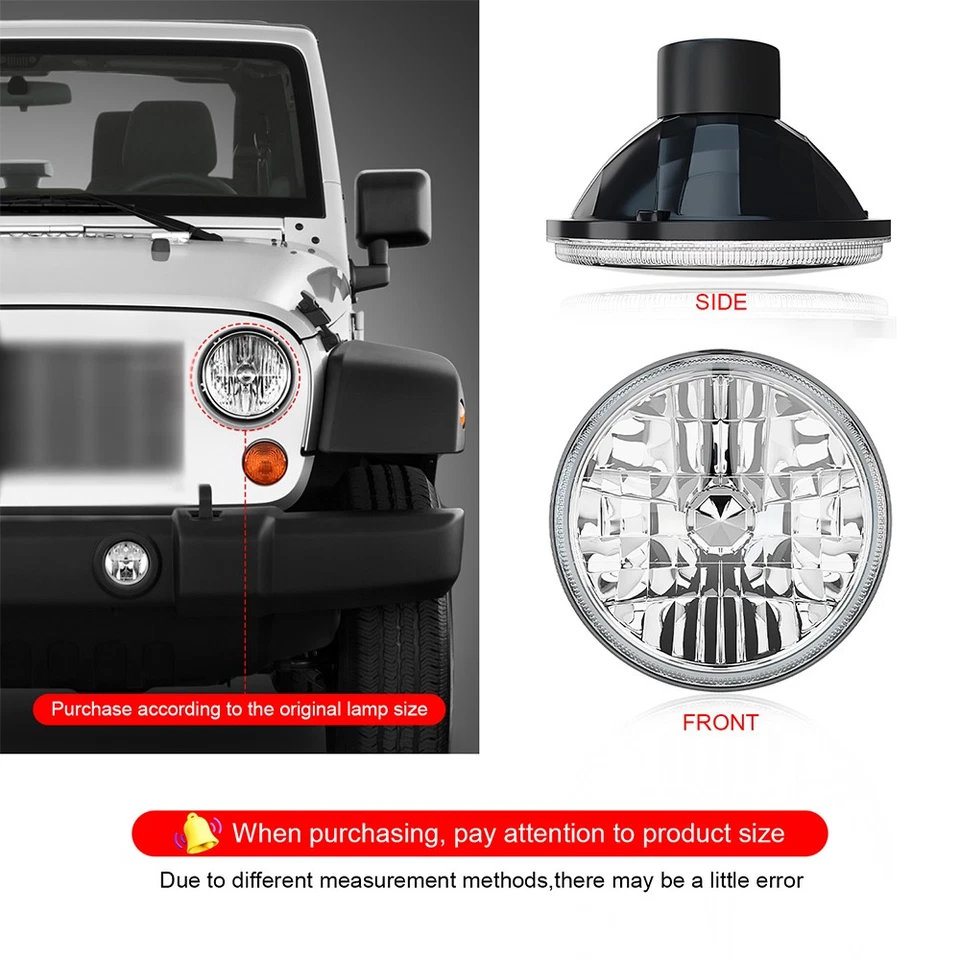 Par de faros LED redondos de 7 pulgadas para Chevrolet C10 C20 Suburban 1967-1980 Foto 2 de 4