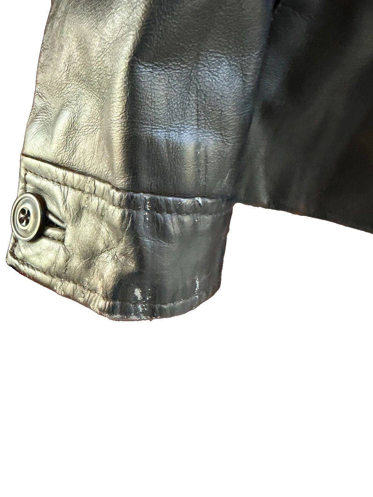 Vintage Gap Leather Black Jacket Quilted Lined Full Zip Front Pockets Men’s XL - product detail image 6