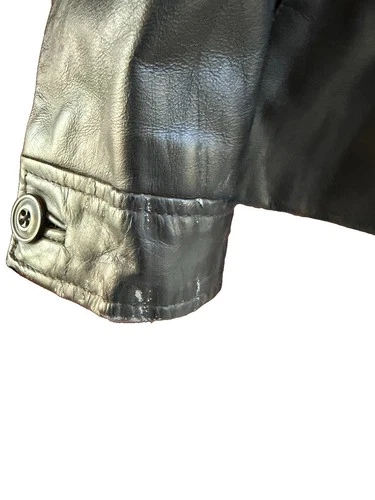 Vintage Gap Leather Black Jacket Quilted Lined Full Zip Front Pockets Men’s XL image 6