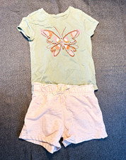 Garanimals Girls Size 4 2-Piece Butterfly T-Shirt Shorts Set Bow Elastic