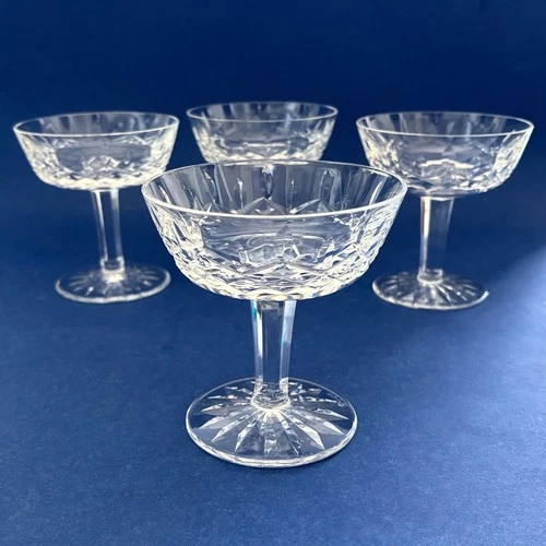 4 Waterford Crystal Lismore Coupe Champagne Sherbet Glasses  Vintage Old Mark