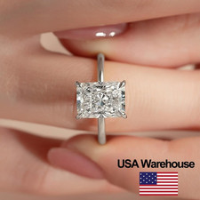 925 Sterling Silver 1-5ct Zircon Rectangle Rings for Women Wedding Jewelry