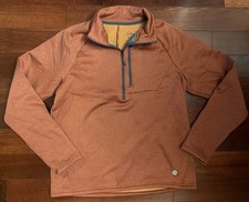 LL Bean Sweatshirt Mens Medium Orange Performance 1/4 Zip Slightly Fitted Hiking