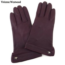 Vivienne Westwood Leather Gloves Bordeaux Vintage Unisex Premium Classic