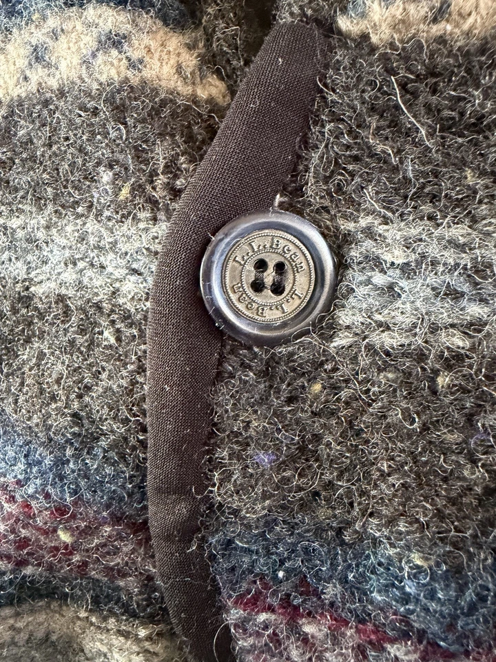 Vintage 80s L.L. Bean Wool Knit Sweater Vest Blue Gray Patterned Button Men’s S - Image 4 of 4