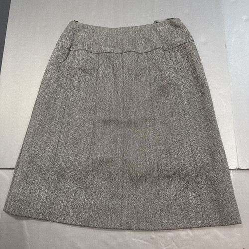 Chanel Boutique Vintage Gris Lana Exterior, Forrada de Seda Tranquila Lujo Falda de Diseñador - Imagen 1 de 14