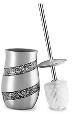 Silver Mosaic Toilet Brush and Holder Set - Toilet Bowl Brush and Holder,