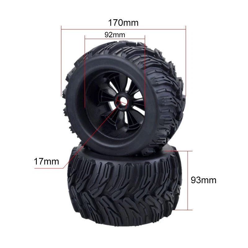 4x 170mm Wheel Rim & Tires for 1/8 Monster Truck Traxxas HSP HPI Racing RC Car - Image 3 of 4