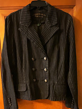 Lauren Jeans Co. Ralph Lauren Women  s Black Pinstripe Double-Breasted Blazer 4