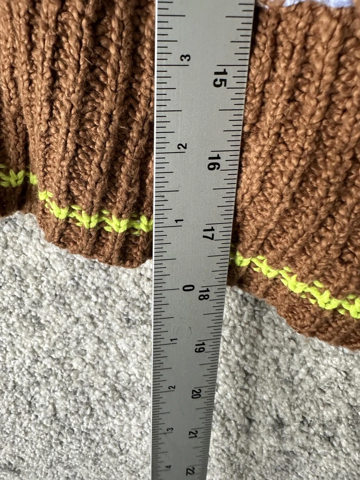 Suéter Free People Mujer Pequeño Marrón Azul Cuello Chal Recortado Tejido Geométrico Foto 3 de 4