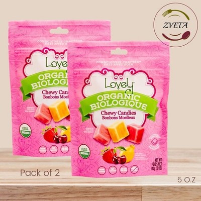 Lovely, Organic Chewy Candies, Gluten Free Candy, No Dyes, Pack of 2