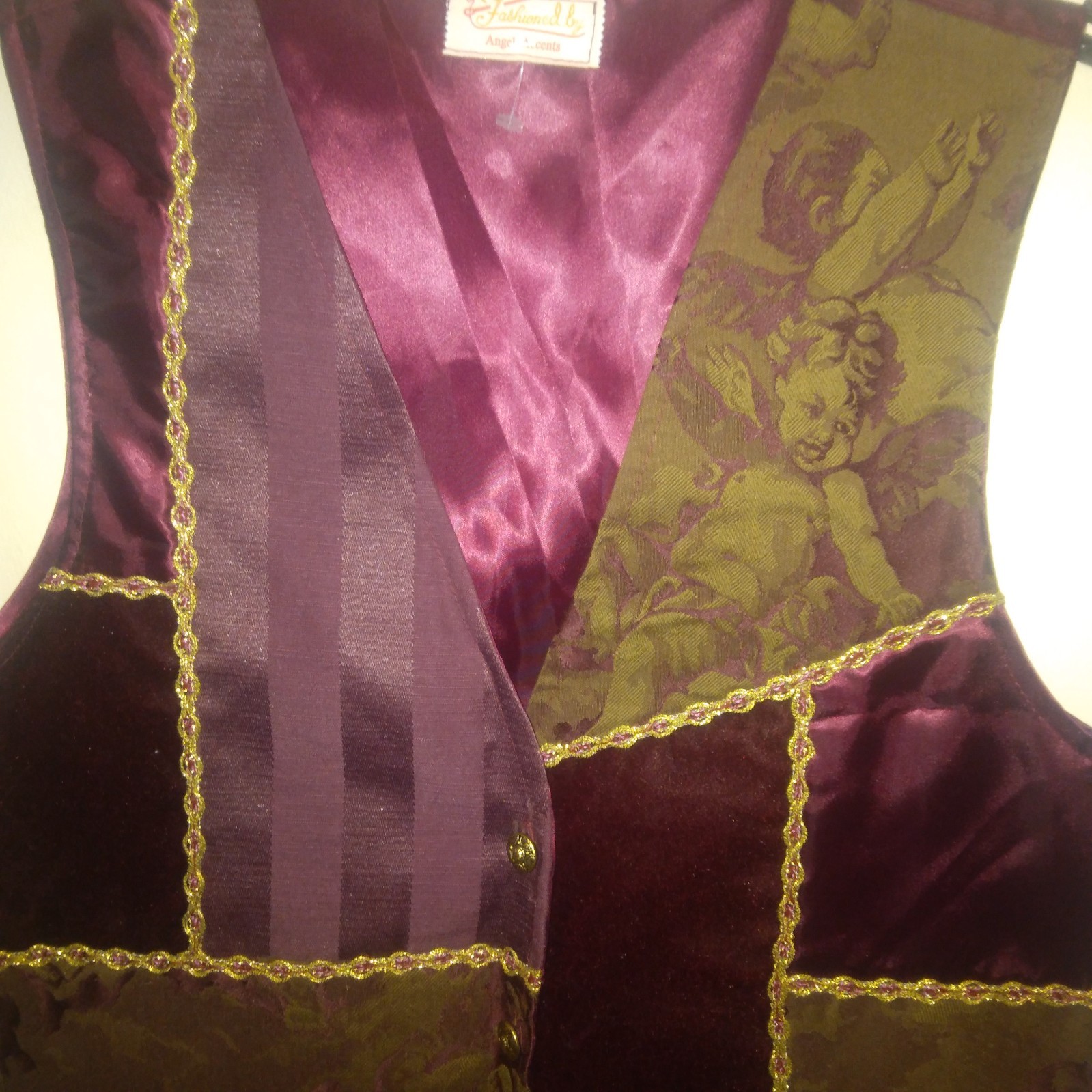 Vintage Christmas multi-patterned, patchwork vest… - image 2
