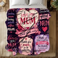Best Mom Floral Quote Coral Fleece Blanket Mother Gift