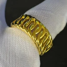 VTG Hollow-out Gold-plated? (NOT SURE) Ring marked '999', Size 7.5 adjustable