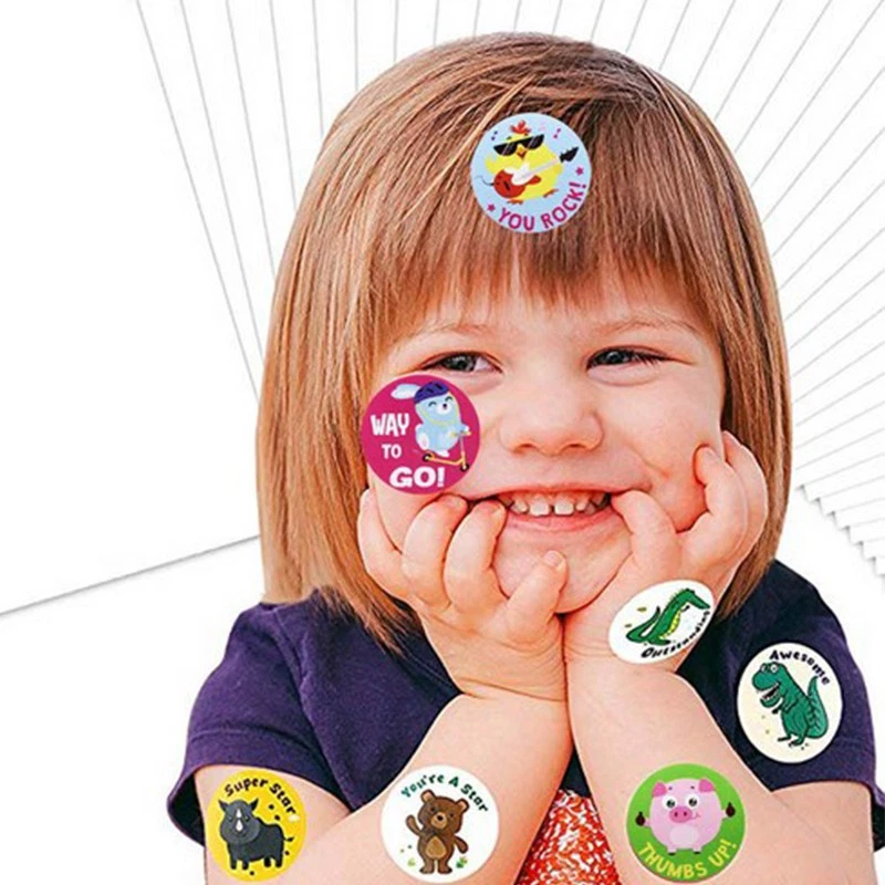 Rollo de pegatinas de recompensa para niños 500 piezas para maestros para estudiantes aliento Foto 2 de 4