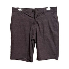 Hurley Men's Gray Chino Shorts Flat Front Zip 9" Inseam Pockets Regular Fit