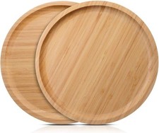 8 Inch Bamboo Plates 2 Pack, 100 Organic Bamboo Reusable Dinner Plates,