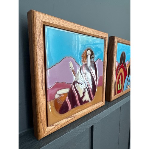 Set Vintage Sogni del Deserto Nativi Sud-Ovest Ceramica Cornice Piastrella Trivet Art - Foto 7 di 11