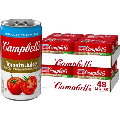 Campbell's 100% Tomato Juice, 5.5 fl oz Can (48 Pack) 33 Fl Oz (Pack of 8) 